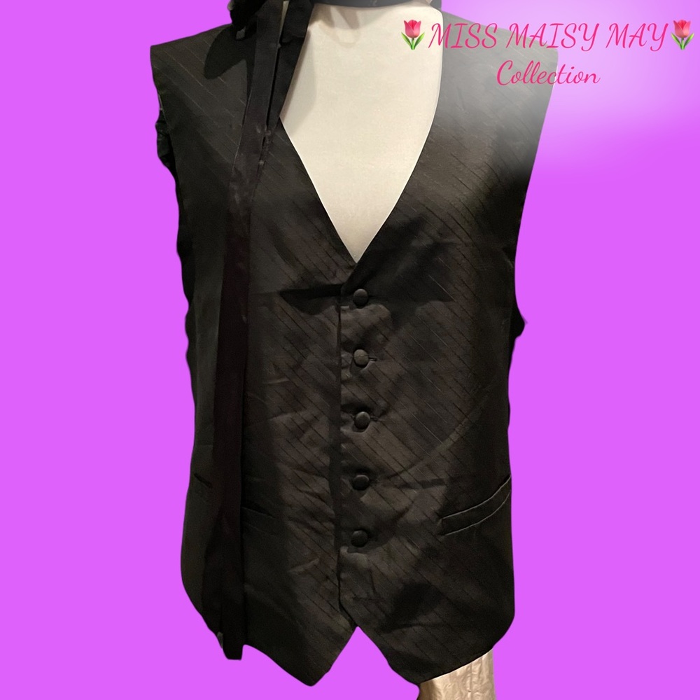 🖤”My Black Heart” 🏴‍☠️ Button-up, Satiny Vest, Sz M, ~UNI~